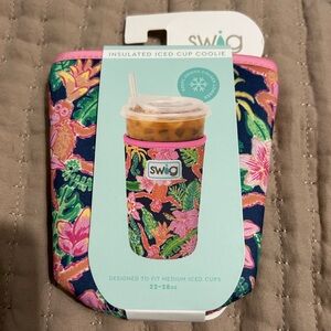 Swig Insulated Iced Cup Coolie - Pink and Blue Floral